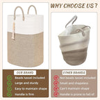 65L Woven Laundry Basket for Clothes, Large Rectangle Laundry Hampers with Beads Tassel, Nursery Storage Basket for Toys, Tall Dirty Clothes Hamper for Bedroom Aesthetic, Laundry Room Organization