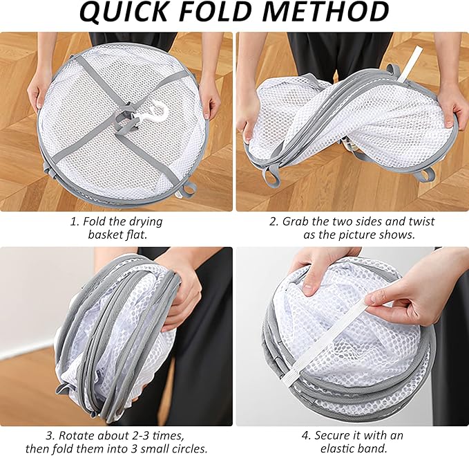AUTODECO 2 Pack 3-Tier Folding Mesh Clothes Hanging Dryer, Sweater Drying Rack, Large Laundry Drying Rack, Lay fold Flat Dry Hanger, Mesh Clothes Hanging Dryer - XL(3Tier)+XL(3Tier)