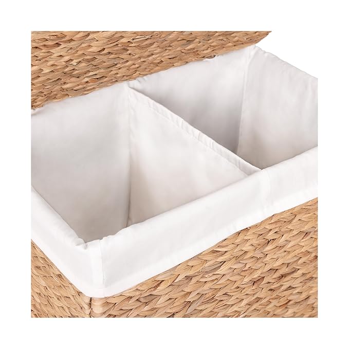 Seville Classics Premium Natural Handwoven Portable Laundry Bin Basket with Carrying Handles, Household Storage for Clothes, Linens, Sheets, Toys, Rattan, 3-Piece Hamper Set