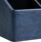 PU Leather Desk Organizer, Luxury Remote Control Holder for Home, Office Desk Accessories Table Caddy Bedside Nightstand Organizer (Dark Blue)