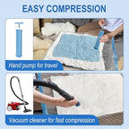 Vacuum Storage Bags with Hand Pump, Plastic Packaging Bags, 80% Space Saver Vacuum Seal Bags for Clothing, Travel Lugggage, Blankets, Comforters, 10 Medium