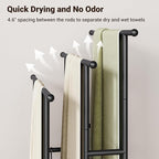 ELYKEN 3 Tier Standing Towel Rack, 40'' Tall Towel Drying Rack Outdoor, Freestanding Floor Towel Rack with Shelf, Pool Towel Blanket Stand, Metal Towel Racks for Bathroom freestanding, Matte Black