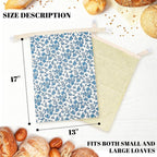 Beeswax Bread Bags - 17x13 Inch Reusable Bread Storage Bags,Bees Wax Lined Bread Bags for Home Cooks fresh bread storage Easy Clean (Blue-Floral-1PCS)