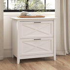 Bush Home Key West 2 Drawer Lateral File Cabinet in Linen White Oak, Document Storage for Home Office, Accent Chest with Drawers