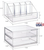 STORi Chloe Stackable Makeup Holder & Drawer Organizer Set, Clear, BPA-Free Plastic, Made in USA, Organize Brushes, Cosmetics & Beauty Essentials