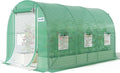 Quictent 10x7x7 FT Essential Greenhouse for Outdoors, Portable Walk-in Tunnel Hoop House with 6 Screen Windows & Zipper Door, Heavy Duty Frame for Garden Plant Vegetable, Green