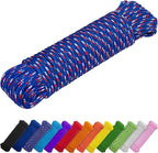 TECEUM Rope – 90 Feet x 3/8 Inch (10mm) – Patriot Mix – Strong All-Purpose Utility Rope – Camping, Crafting, Flag Pole, Indoor & Outdoor – Polypropylene Nylon Poly Lightweight Diamond Braided Cord