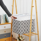 DULLEMELO Storage Baskets Large 17"x12"x15" Foldable Rectangular Storage Bins Baskets for Organizing [2 Pack] Fabric Nursery Storage Baskets for Home,Office,Closet,Clothes,Toys (White&Lattice Grey)