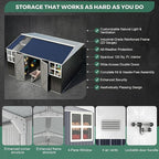 WACASA 12x10 FT Metal Shed Heavy-Duty | Military-Grade 20-Gauge Reinforced Frame with Powder Coating | 50 PSF Snow Load & 120 MPH Wind Rated | Tiny House Skylight Building