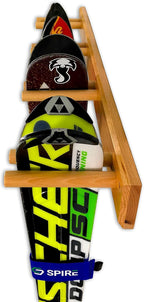 StoreYourBoard Timber Ski Wall Rack, 4 Pairs of Skis Storage, Wood Home and Garage Mount System, Natural Wood