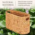 Wicker Toilet Paper Holder Stand, 6 Rolls Wicker Toilet Paper Storage Basket for Bathroom, Natural Water Hyacinth Storage Baskets with Handles