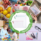 Dyrfolm15 Pack Reusable Produce Bags,See-Through Vegetable Storage Bags with Drawstring &Colorful Tare Weight Tags,Washable Mesh Produce Bags for Grocery Shopping,Fruits,Vegetable(3 Sizes)