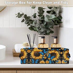 Storage Basket Bins Multi-Functional Toilet Paper Baskets Rectangular Collapsible Organizer Living Room Organization for Small Items, Sunflower Blue Butterfly Black