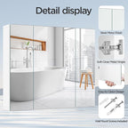 Yaheetech Bathroom Mirror Cabinet with 3 Doors, Wall Mounted Medicine Cabinet with Adjustable Shelf, Storage Cupboard for Living Room, Laundry Room, Mudroom, White