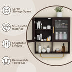 Wall Mounted Bathroom Storage Cabinet Medicine Cabinet with Acrylic Doors & Towel Bar Adjustable Shelves for Bathroom, Laundry Room, Bedroom, Enterway