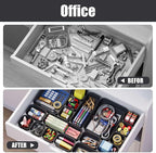 Plastic Drawer Organizers, 10 PCS Drawer Organizer Bins, Bathroom and Vanity Organizer Plastic Tray, Makeup Organizer and Storage for Makeup, Bedroom, Kitchen Gadgets Utensils and Office (Black)