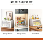 GHWIE Large Bread Box, Easy Access & Cleaning - Bamboo Bread Box for Kitchen Countertop with Acrylic Door (White, Medium)