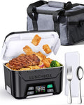 EAST OAK Heated Lunch Box Battery Powered with Automatic Heating, Cordless Heatable Lunchbox for Adults, 1.3L Portable Food Warmer with Insulated Carry Bag