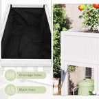 Patio 35.4"x17.7"x37.4" Mini Wood Cold Frame, Compact 2 Doors Garden Greenhouse with Wheels, Raised Bed with Liner for Indoor Outdoor Use, White