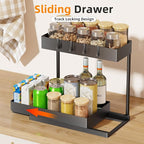 Simple Trending Under Sink Organizer 3 Pack, Sink Pull-Out Sliding Storage Cabinet, 2-Tier Under Shelf Organizer for Kitchen Bathroom, Black