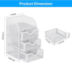 EasyPAG Mesh Desk Organizer with 3 Drawer Office Desktop Organizers and Accessories Stationery Caddy for Office, Home, Students, White