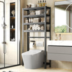 Over The Toilet Storage Shelves 5-Tier Adjustable Above Over Toilet Storage Shelf Metal Shelving Bathroom Organizers and Storage for Balcony, Living Room, Laundry Room, Kitchen, 77.4"H×35.4"W×13.8"D