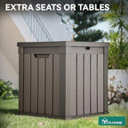 YITAHOME Deck Box, 51 Gallon Weatherproof Outdoor Storage Container for Patio Cushions, Pool Supplies, Garden Tools, Lockable Lid and Side Handles, Light Brown