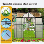 8X8 FT Outdoor Greenhouse, Greenhouse Polycarbonate with Roof Vent, Sliding Lockable Door, Aluminum Walk-in Greenhouses for Outdoor Garden Backyard, Terrace, Lawn，Black