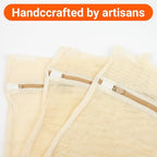 3Pcs Mesh Laundry Bags for Delicates, Durable Organic Cotton Mesh Wash Bags, Sturdy Zipper Laundry Bag for Lingerie, Clothes, Shoes, Socks, Large