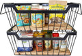 Metal Wire Basket with Handles Storage Organizer Stackable Organizing bins for Cabinet Shelf Countertop Under Sink Pantry for Kitchen,Bathroom,Laundry Closet,Set of 2pcs