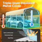 Quictent 10x15 ft Metal Roof Carport Kits Hard Top Garage Heavy Duty Steel Car Canopy, White