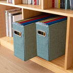 6 Packs Letter Size File Organizer, File Folders Organizer, Fabric Storage Box, Collapsible Paper Organizer with Metal Handle, Smooth PVC Rails, Only Box (Green)