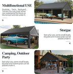 Shintenchi Carport 10' x 20' Heavy Duty Portable Garage, Carport Canopy with Side-Opening Door & Roll-Up Windows, Car Canopy for Truck,Car,Grey