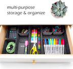 Welaxy Desk Drawer Organizer Tray, 8-Piece Shallow Felt Office Storage for Pens & Accessories (Charcoal)