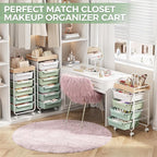 Rolling Craft Storage Cart with 4 Drawers,Utility Cart with Drawers,Art Craft Organizers and Storage,Kids Craft Cart,Kids Art Cart With DIY Lable and Wooden Tabletop Area,Green