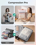 BAGSMART Vacuum Storage Bags with Portable Pump, Travel Space Saver Bags for Clothes, Heavy Duty Compression Bags for Storage, Vacuum Seal Bags with Hand Pump, Travel Essentials for Packing-Khaki
