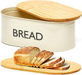 RoyalHouse Premium Metal Bread Box with Bamboo Lid, Stainless Steel Large Bread Bin Storage Container And Organizer for Kitchen Countertop, Vintage Style Kitchen Decor