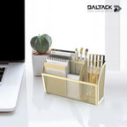 DALTACK Magnetic Pencil Holder Magnetic Shelf for the Whiteboard 3-Grid Mesh Magnetic Pen Holder for Refrigerator Magnetic Organizer Locker Accessories Organizer for Office, Yellow