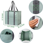 VENO 4 Pack Reusable Grocery Bags, Heavy-Duty Shopping Bags with Handles, Bags for Shopping Cart with Hard Bottom to Stand Upright, Foldable, Multi-Purpose(Light Green, 4 Pack)