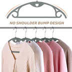 Grey Plastic Hangers 50 Pack: No Shoulder Bumps Ultra Thin Plastic Hanger for Space Saving, Suits, Heavy Duty Coat Clothes Shirt Dress