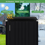 Devoko 22 Cuft Lockable Metal Storage Shed, Vertical Indoor Outdoor Tool Cabinet with Non-Adjustable Shelves for Patio Garden Backyard, Black
