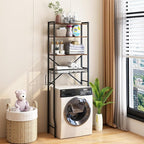 Over The Toilet Storage Rack, 4-Tier Bathroom Organizers and Storage with Adjustable Shelf, Freestanding Above Toilet Shelves for Bathroom & Laundry, Space Saver, Brown