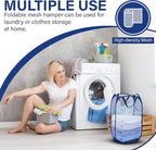DecorRack 1 Pack Mesh Pop Up Laundry Hamper, Lightweight Foldable Clothes Basket with Easy Carry Handles, Durable Mesh Design for Air Circulation and Simple Storage, Navy (1 Pack)