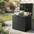 35 Gallon Outdoor Storage Box, Deck Boxes Outdoor Waterproof, Plastic Patio Storage Bin, Box for Packages Delivery, Lockable, UV Resistant, Grey
