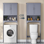 Yaheetech Over The Toilet Bathroom Cabinet with 2 Doors & Adjustable Shelf, Free Standing Toilet Rack Space-Saving, L24.5xW9xH66 Inches, Grey