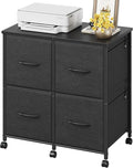 4 Drawer Lateral File Cabinet, Mobile Filing Cabinet for Large Printer, Home Office Functional Small Office Storage Cabinet & Printer Stand, Fits Letter/A4, Black