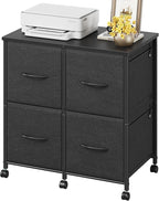 4 Drawer Lateral File Cabinet, Mobile Filing Cabinet for Large Printer, Home Office Functional Small Office Storage Cabinet & Printer Stand, Fits Letter/A4, Black