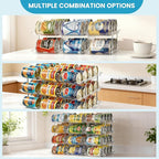 Can Organizer for Pantry, 4 Tier Canned Food Goods Storage Organizer, Clear Soda Can Organizer for Refrigerator Stackable Can Dispenser Rack Holders for Pantry Cabinet Fridge Countertop, Holds 48 Cans