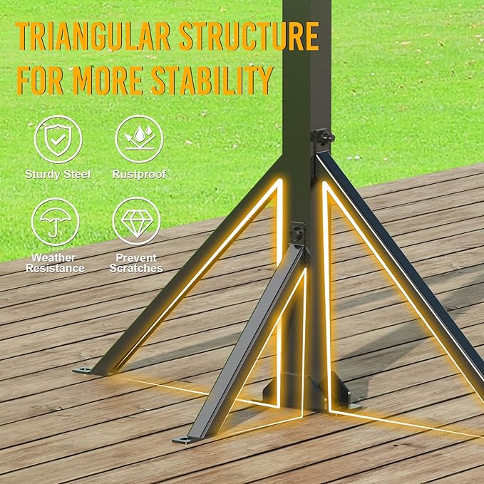 Trailer Tool Rack Shovel Holder - Shovel Rack for Trailer with 6 Tool Holes with Rubber Grommets, Dark Black