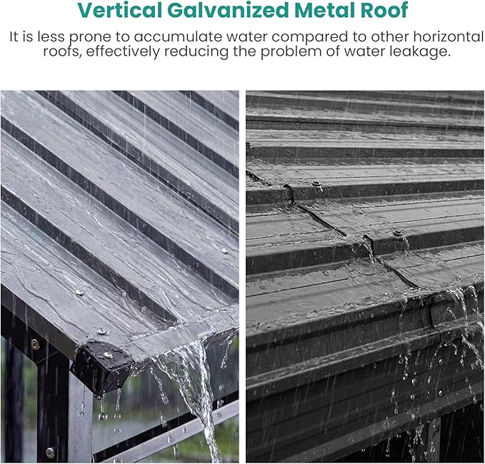 SUNBURY 10 x 20 ft Metal Carport Kits with Galvanized Steel Roof, Heavy Duty Metal Carports Canopy, Outdoor Garage Car Shelter Shade for Pickup, Boat, Car and Tractors, Gray